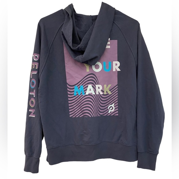 Peloton distressed faded navy half zip mark your mark - Picture 3 of 6